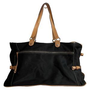 Maxx New York Large Black Nylon Weekender Tote